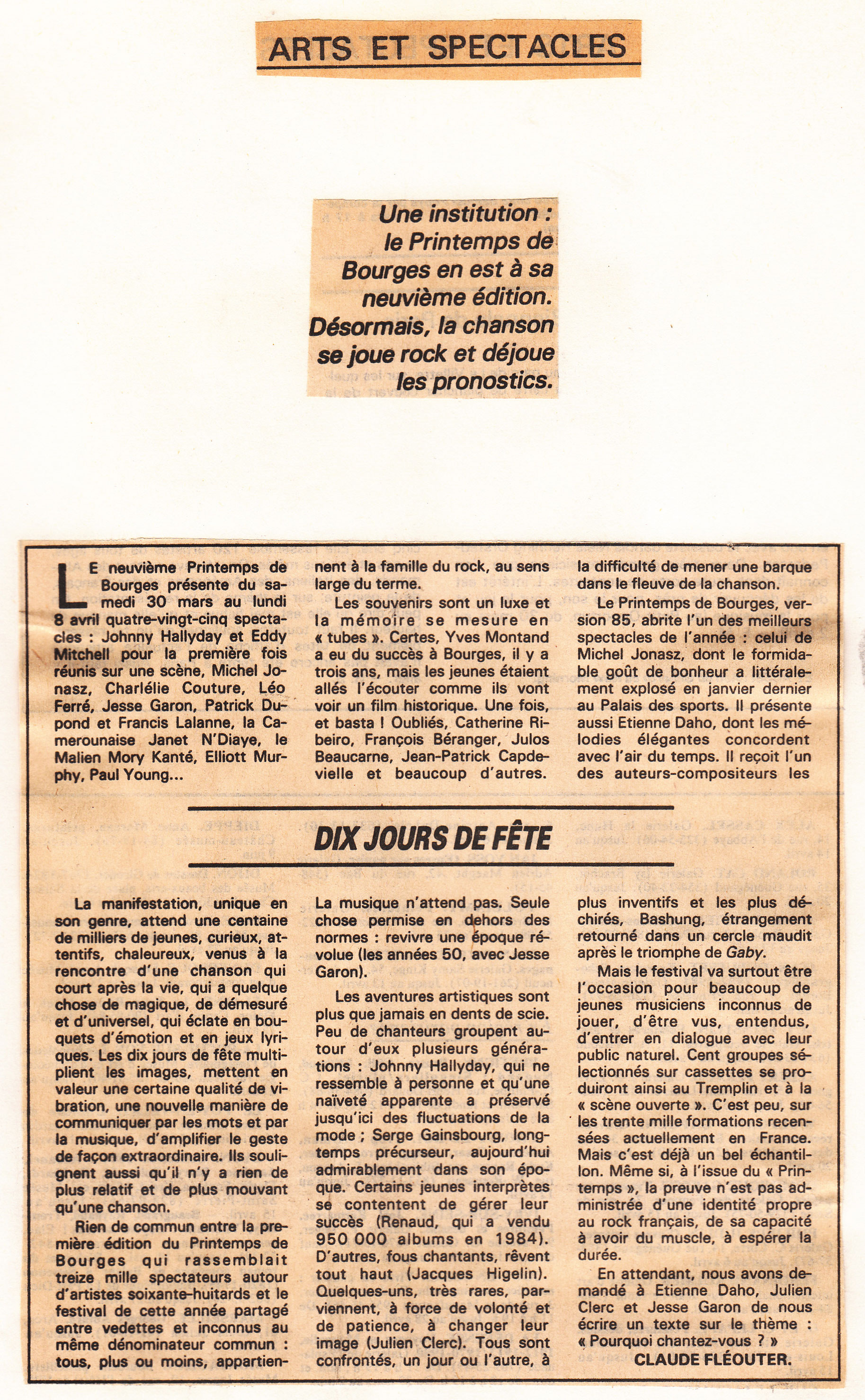 Léo Ferré - Le Monde du 28 mars 1985