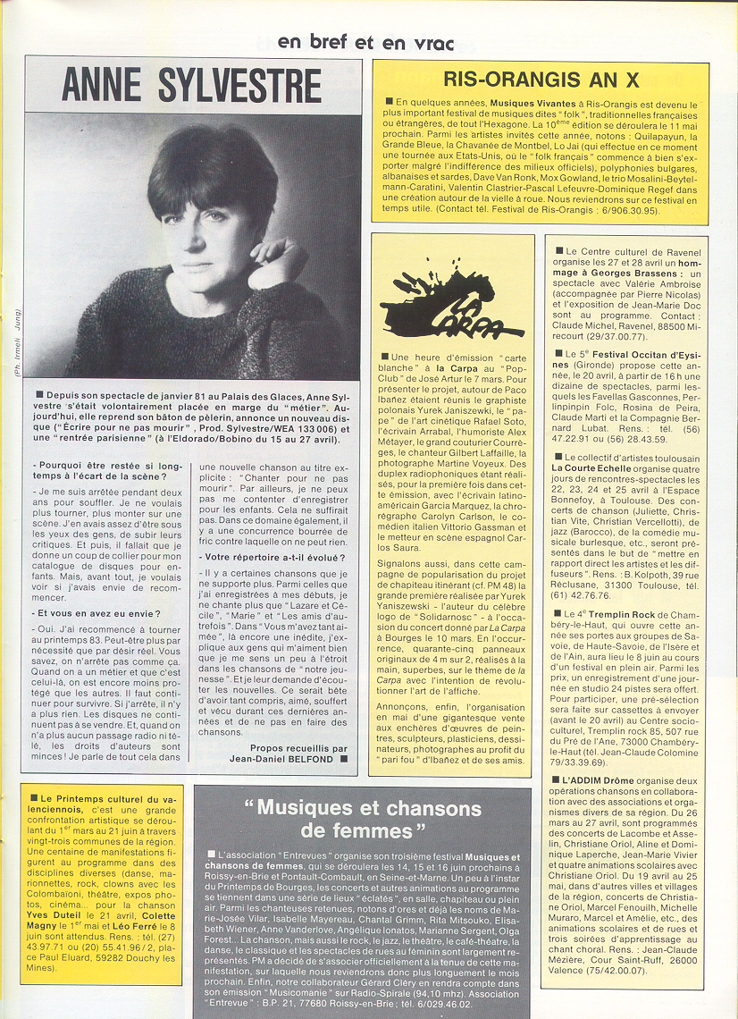 Léo Ferré - Paroles et Musique N°49, mensuel d'Avril 1985
