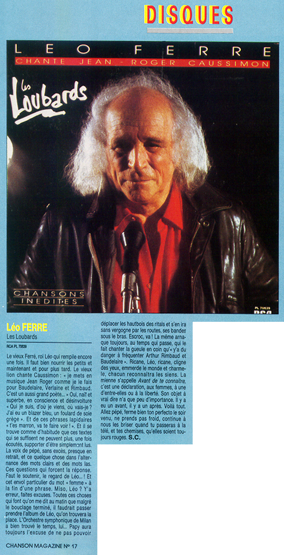 Léo Ferré - Chanson Magazine N°17, mensuel de mai 1985
