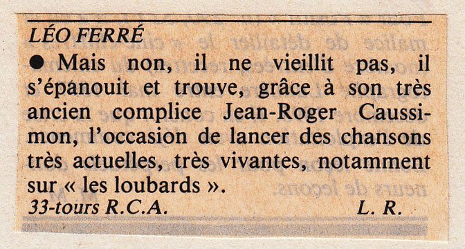 Léo Ferré - Le Nouvel Observateur du 10 mai 1985