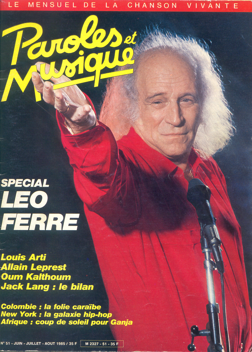 Léo Ferré - Paroles et Musique N°51, mensuel de Juin 1985