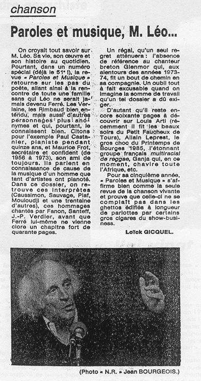Léo Ferré - La Nouvelle République du 21/06/1985