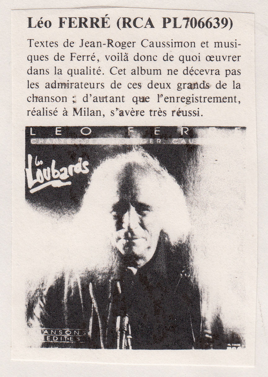 Léo Ferré - Artistes et variétés n°384 de juillet-août 1985