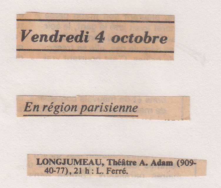 Léo Ferré - Le Monde du ?? octobre 1985