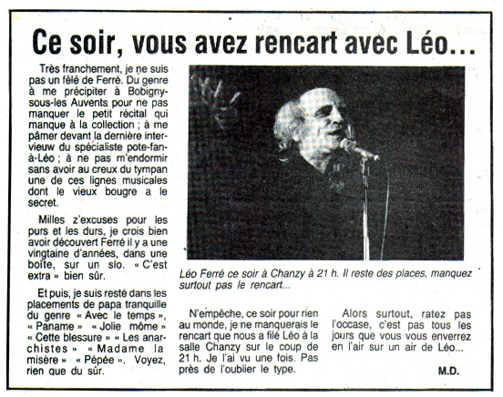 Léo Ferré - Nord Éclair N°237 01 du 05/10/1985