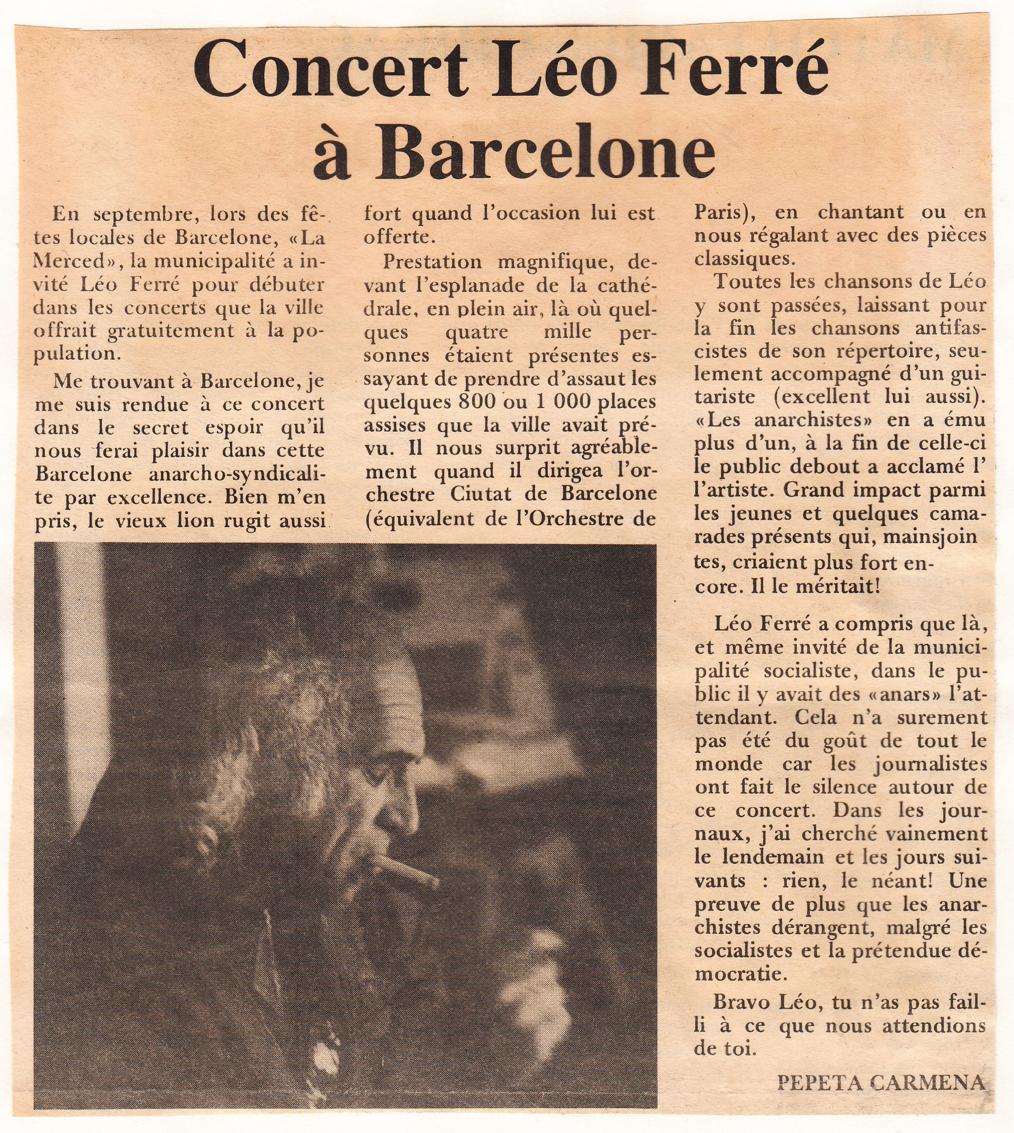 Léo Ferré - Le Monde libertaire du 7 novembre 1985
