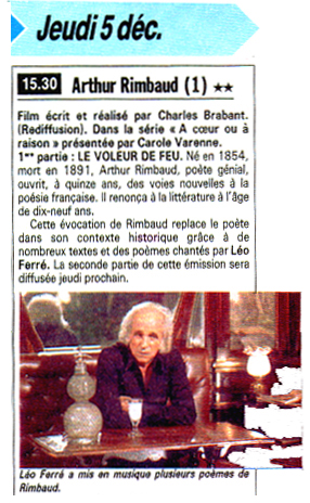 Léo Ferré - Télé Poche du 05/12/1985