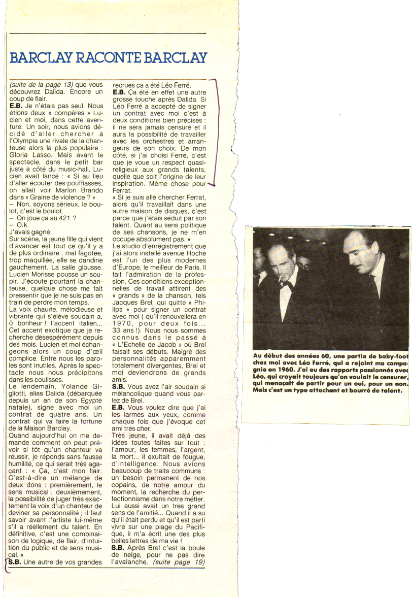 Léo Ferré - Paris Match 1985