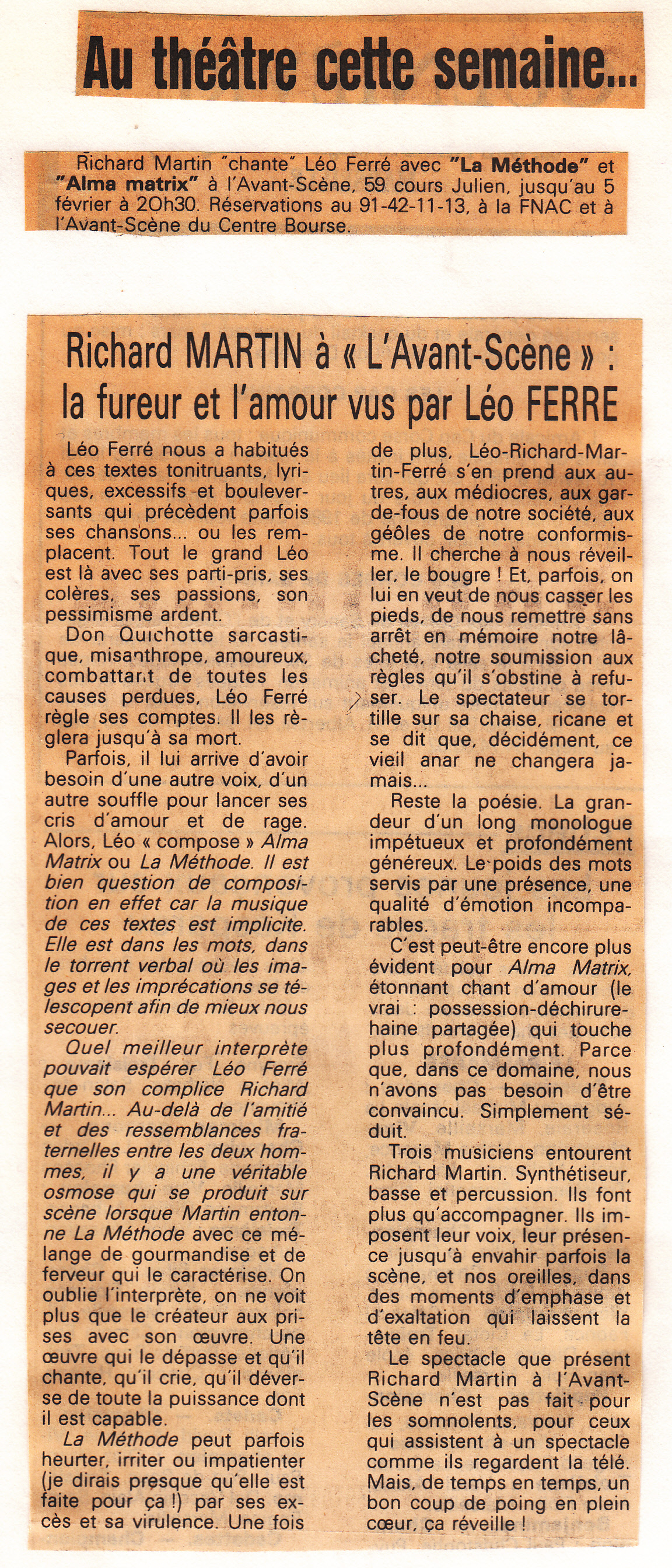 Léo Ferré - Le Provençal du ?? janvier 1986