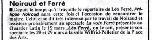 Léo Ferré - La Presse, 27 février 1986, C. Arts et spectacles
