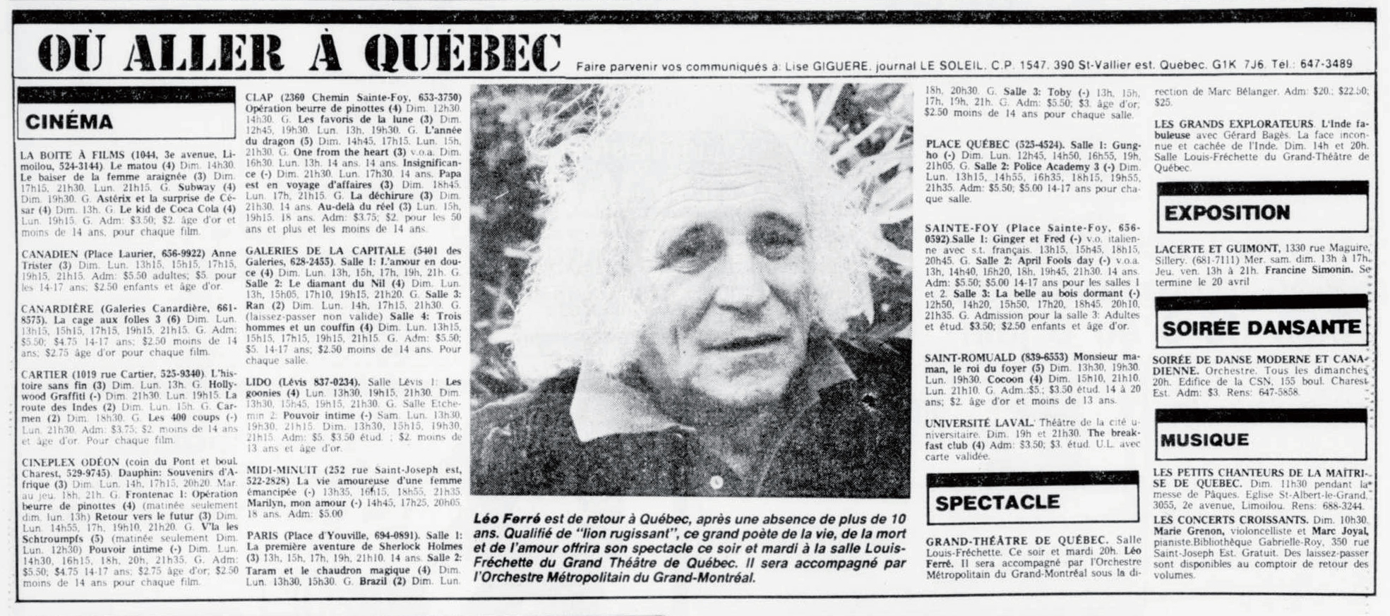 Léo Ferré - Le soleil, 1896- (Québec), 30 mars 1986, Cahier A