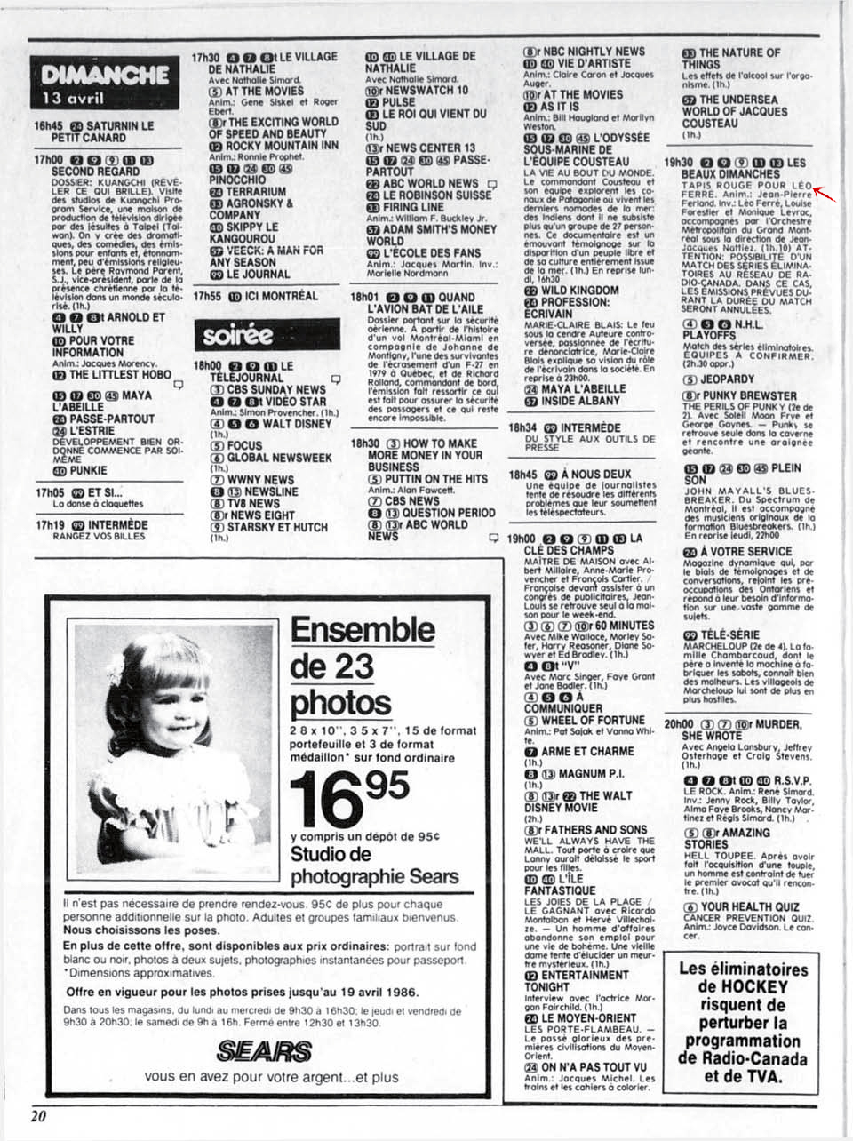 Léo Ferré - La Presse, 12 avril 1986, Télé Presse