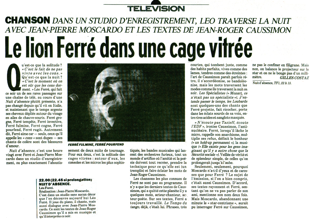 Léo Ferré - Le Matin N°2851 du 02/05/1986