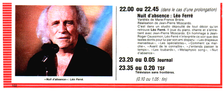 Léo Ferré - Télé Star du 02/05/1986