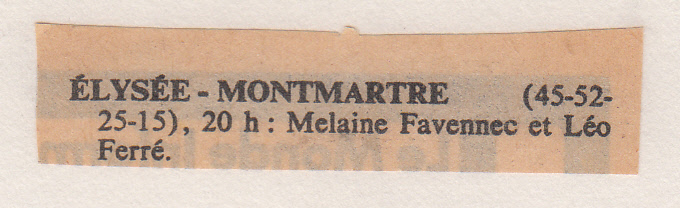 Léo Ferré - Le Monde du 29/05/1986