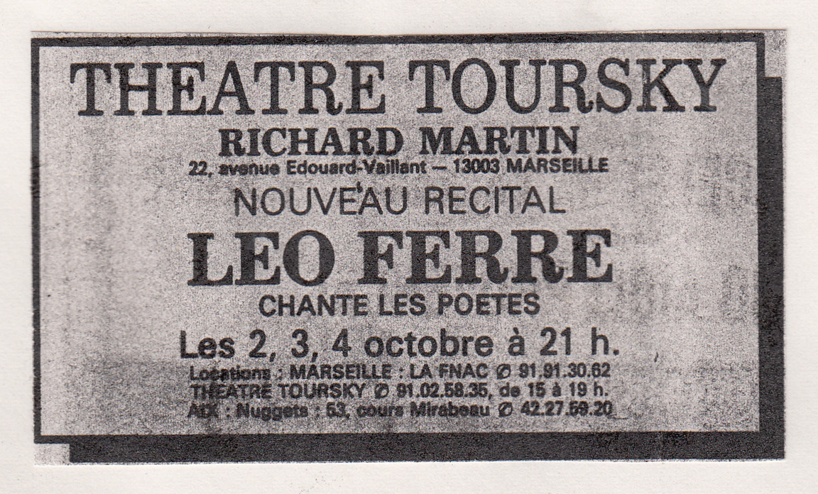 Léo Ferré - Le Provençal du 25/09/1986