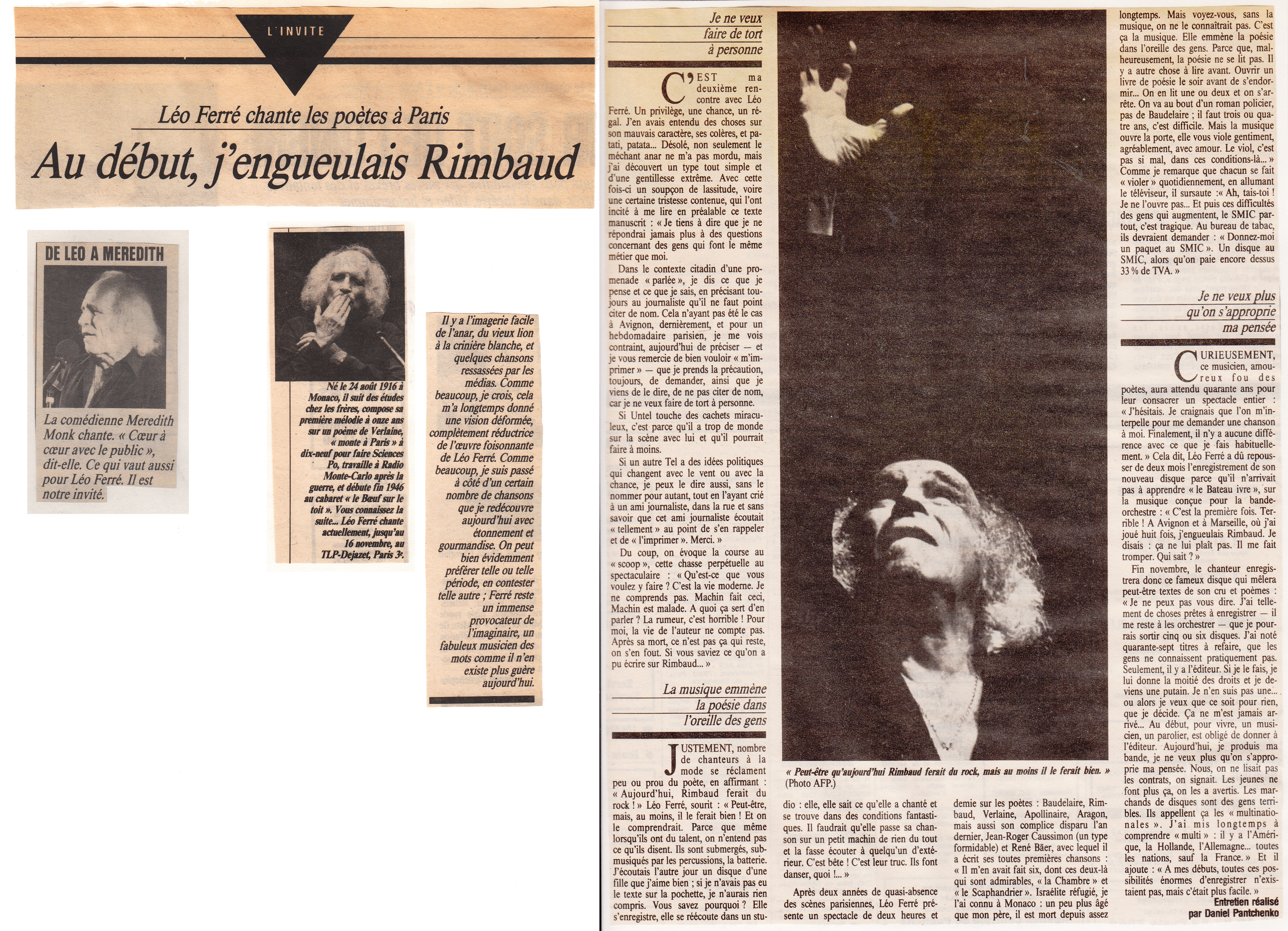 Léo Ferré - L'Humanité du 04/11/1986