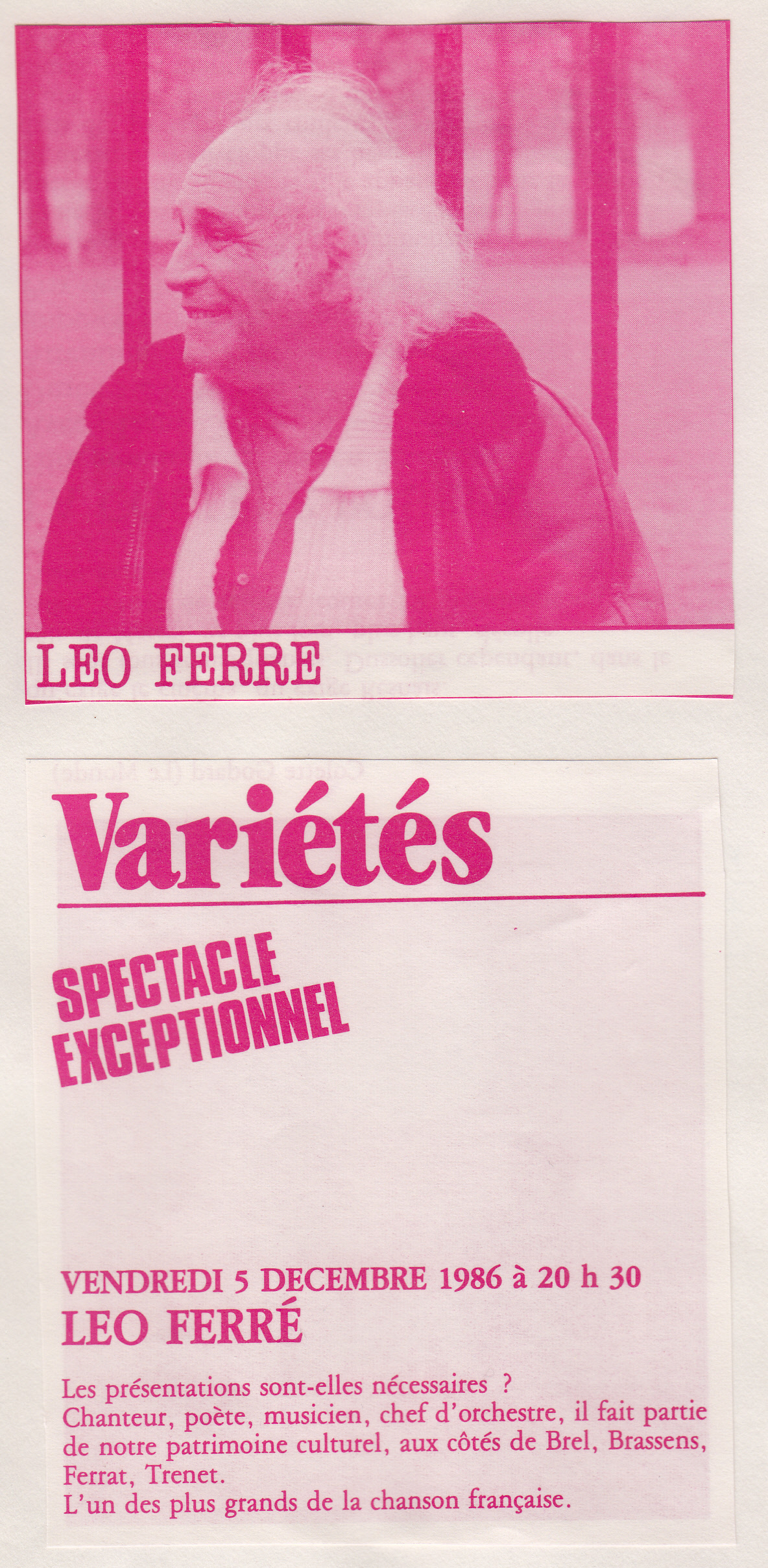 Léo Ferré - Villejuif du 05/12/1986