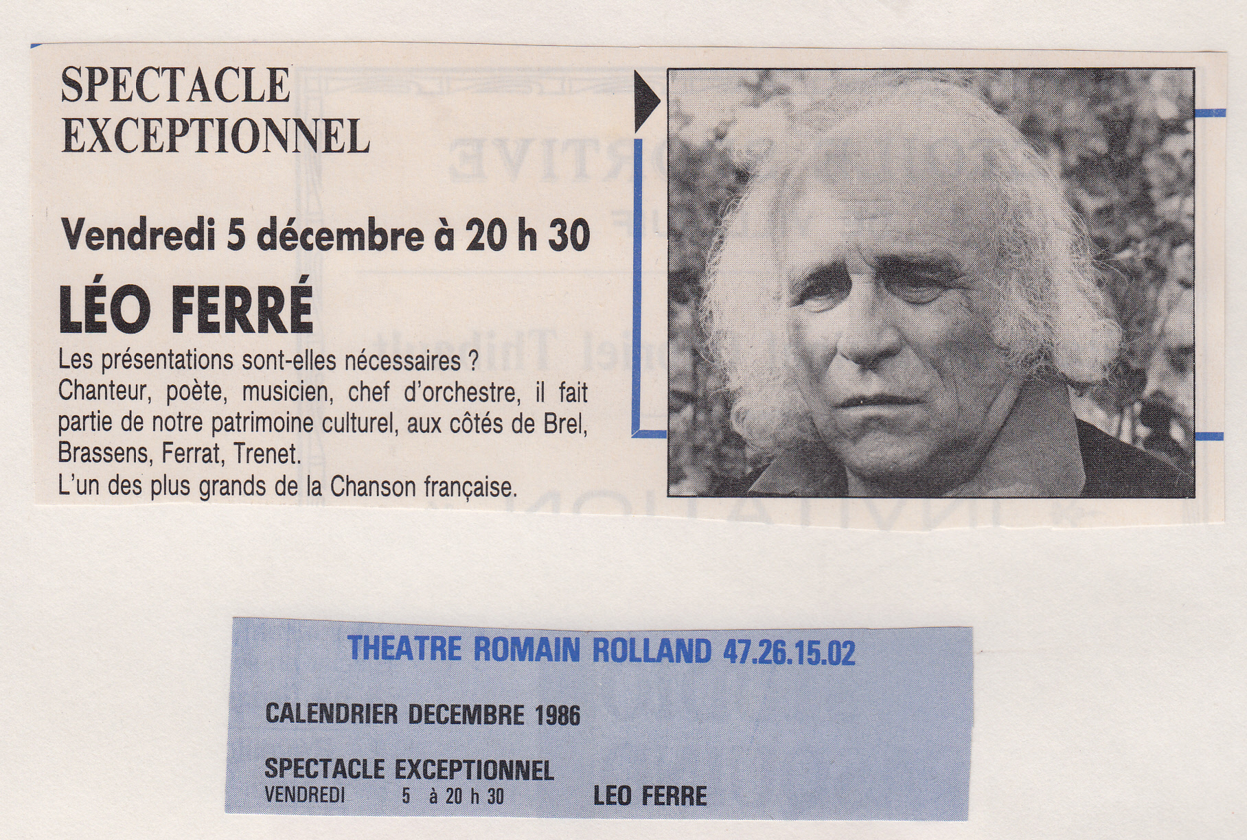 Léo Ferré - Villejuif du 05/12/1986