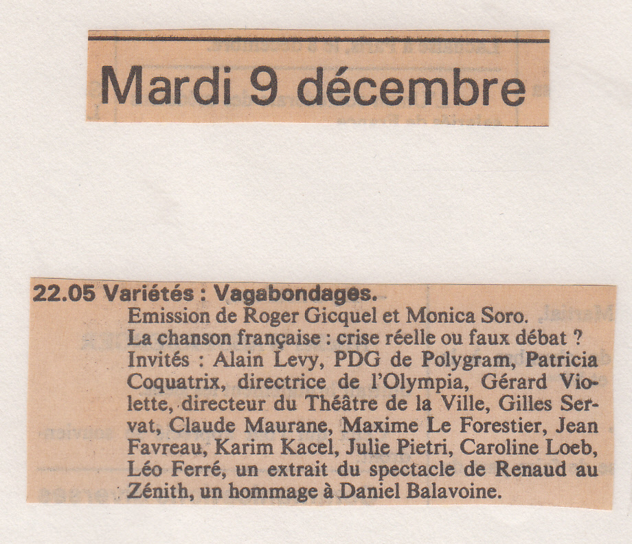 Léo Ferré - Le Monde du 09/12/1986
