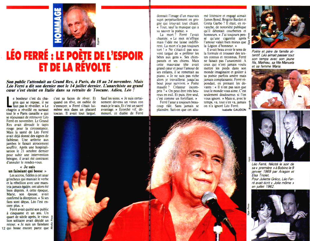 Léo Ferré - Télé Poche N°1433 du 31/07 au 06/08/1993