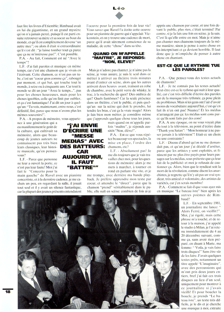 Léo Ferré - Notes N°140, mensuel de Septembre 1993