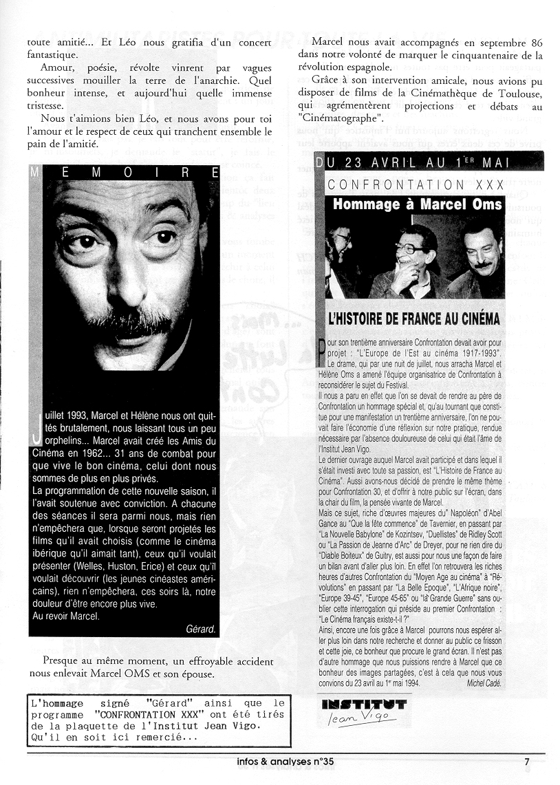 Léo Ferré - Infos & Analyses libertaires N°35, mensuel d'octobre 1993