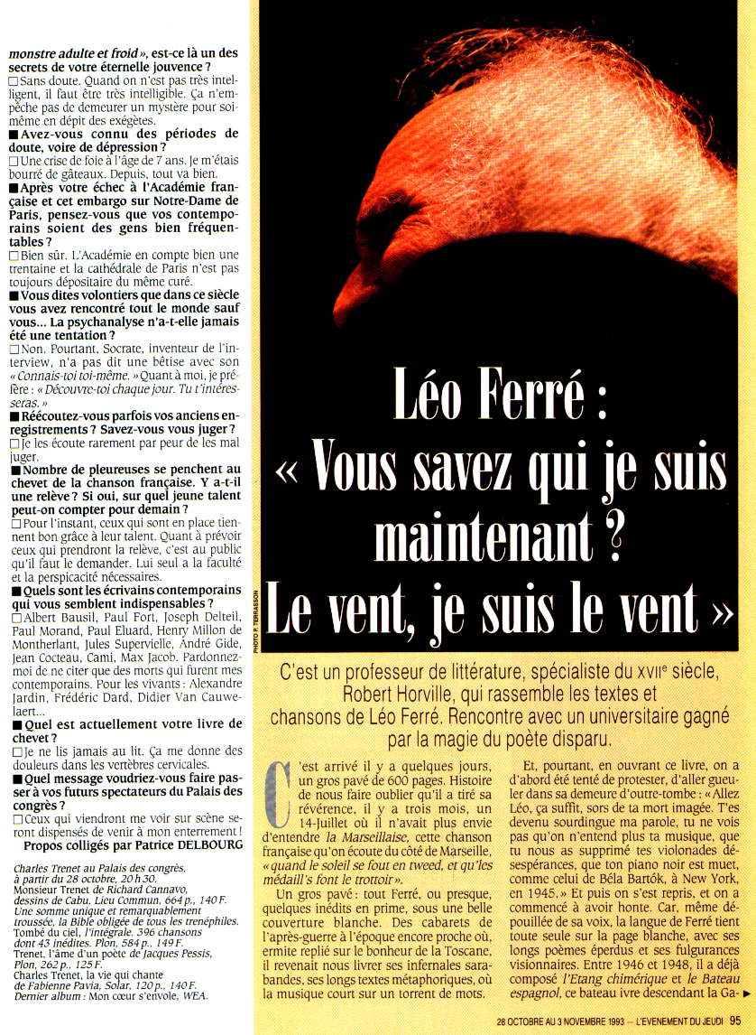 Léo Ferré - L'Événement du Jeudi du 28/10 au 03/11/1993