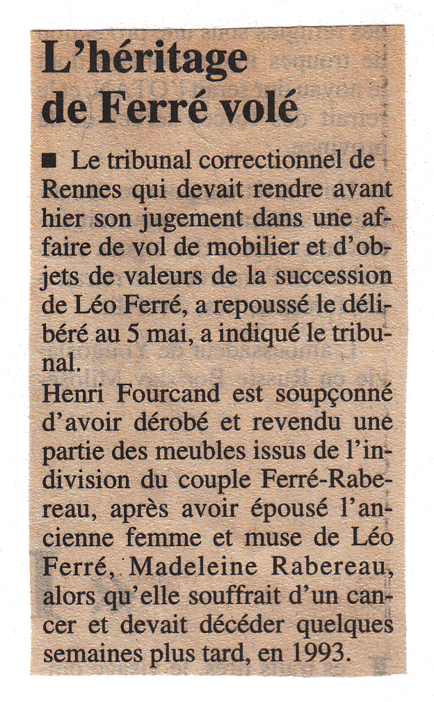Léo Ferré - La Dépêche du midi du 30/04/1999