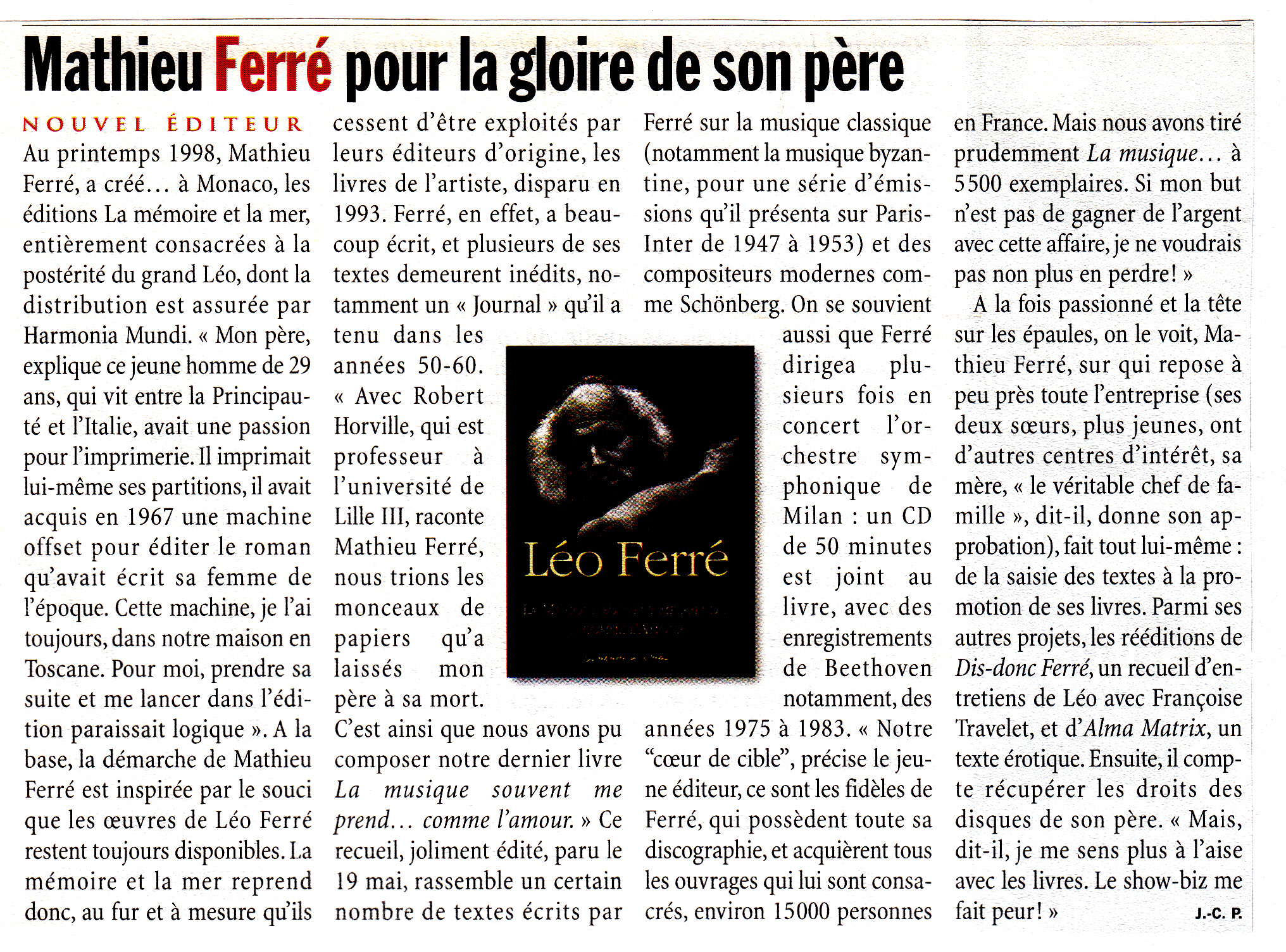 Léo Ferré - Livres-Hebdo du 04/06/1999