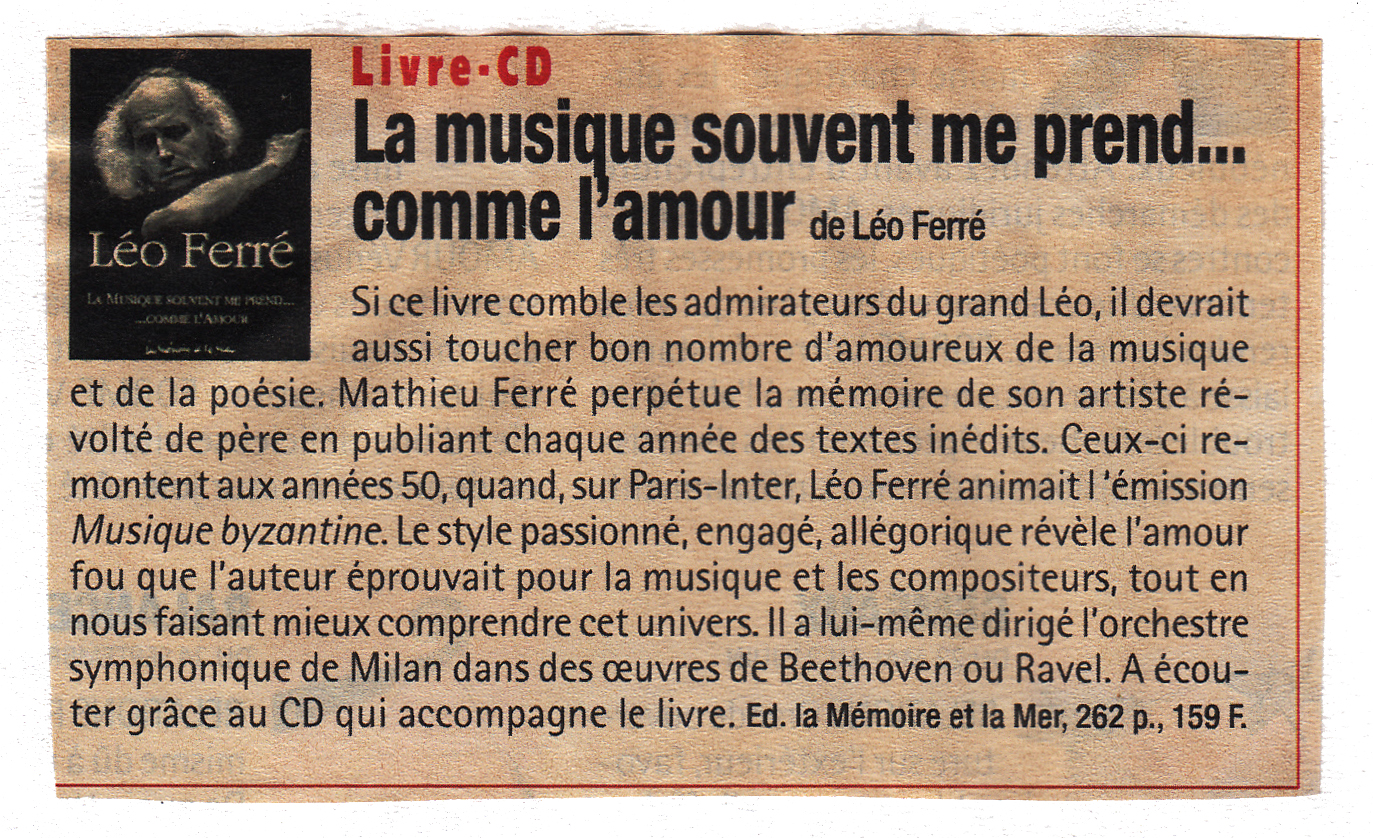 Léo Ferré - Fémina,supplément à La Provence du 03/07/1999